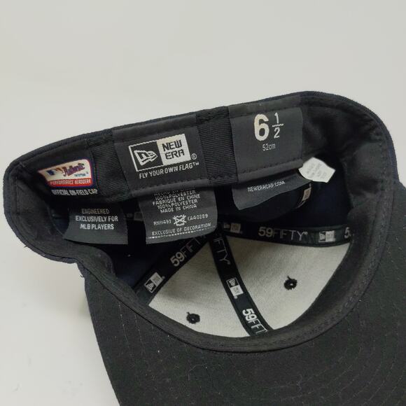 New Era 59Fifty MLB Official On-Field Cap New York Yankees Fitted SZ 6 1/2 Black - Picture 9 of 10